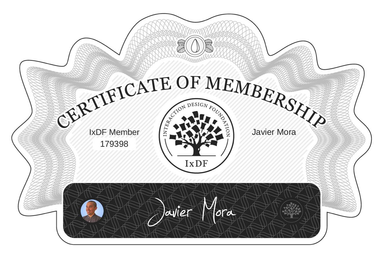 Certificate of Membership – Javier Mora
