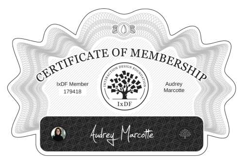 Certificate of Membership – Audrey Marcotte