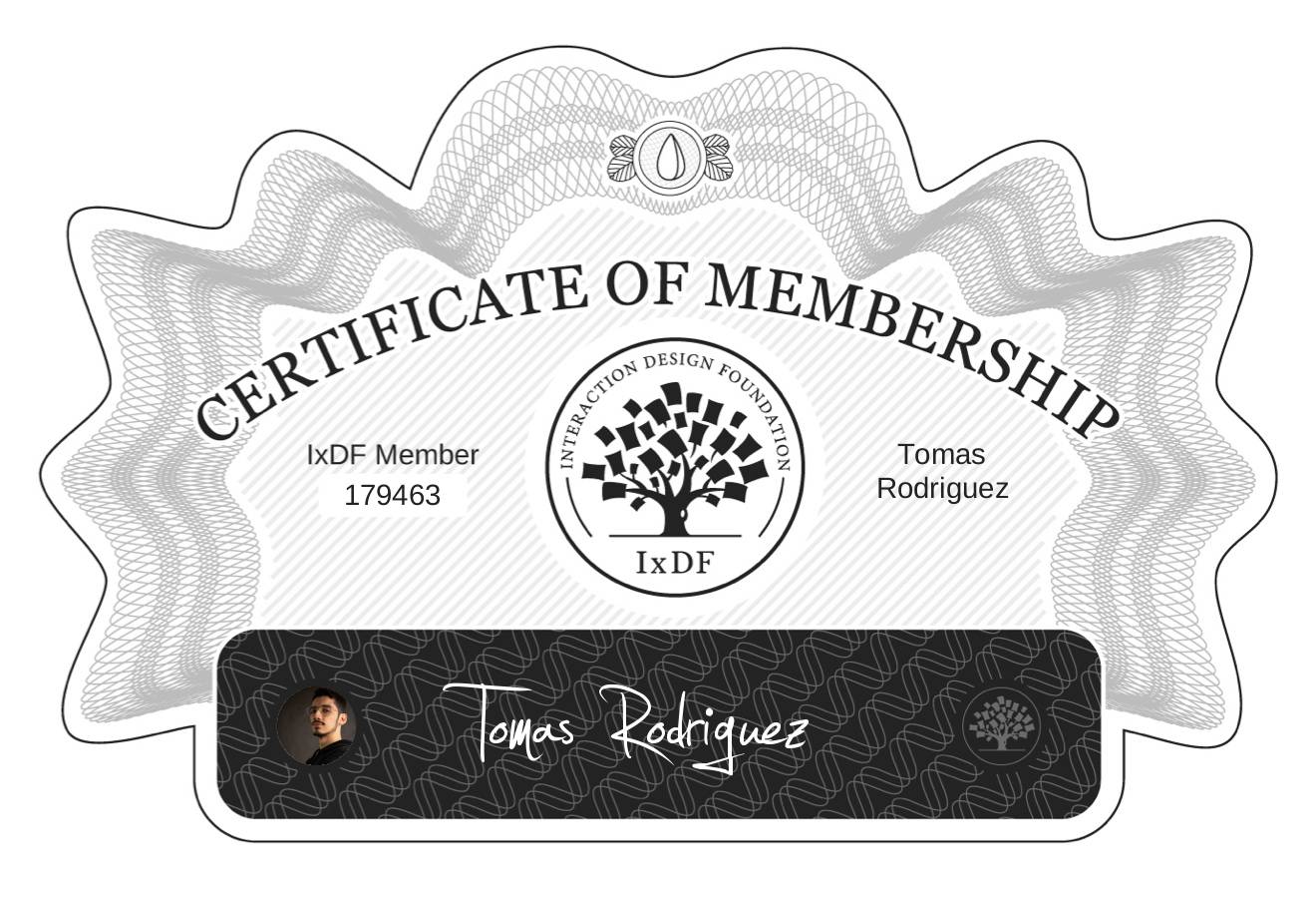 Certificate of Membership – Tomás Rodríguez