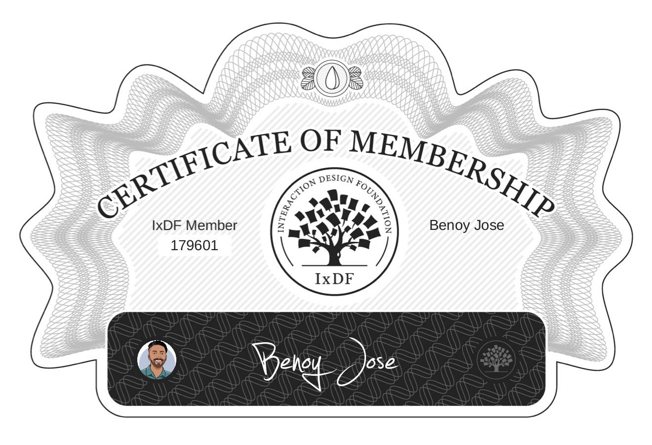 Certificate of Membership – Benoy Jose