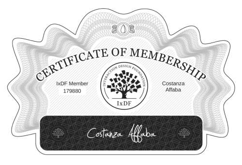 Certificate of Membership – Costanza Affaba