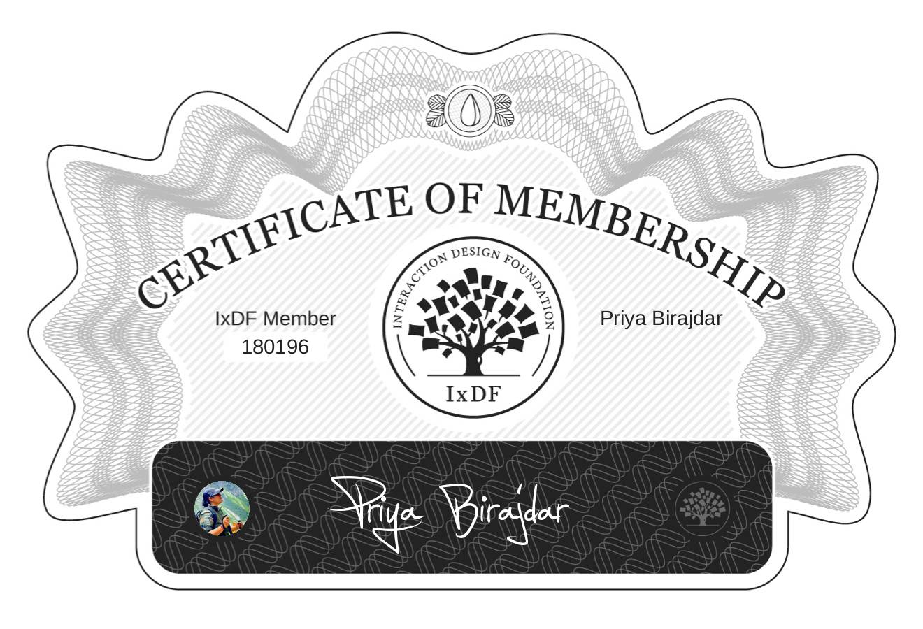 Certificate of Membership – Priya Birajdar