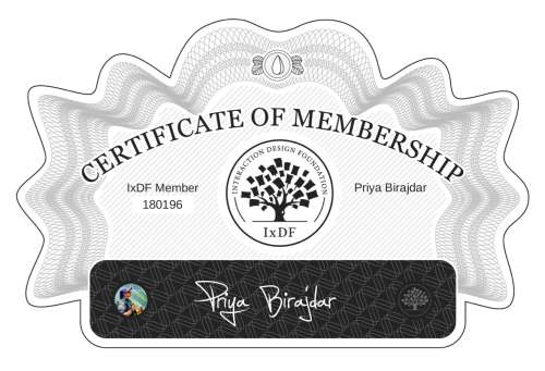 Certificate of Membership – Priya Birajdar