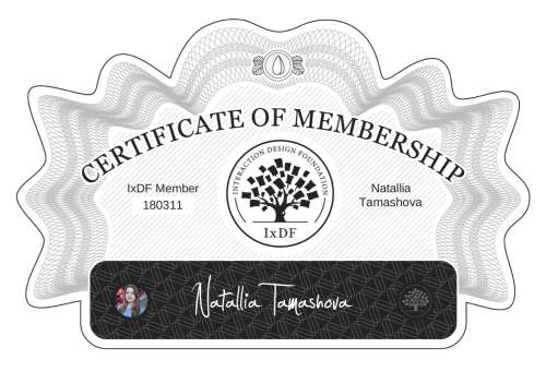Certificate of Membership – Natallia Tamashova