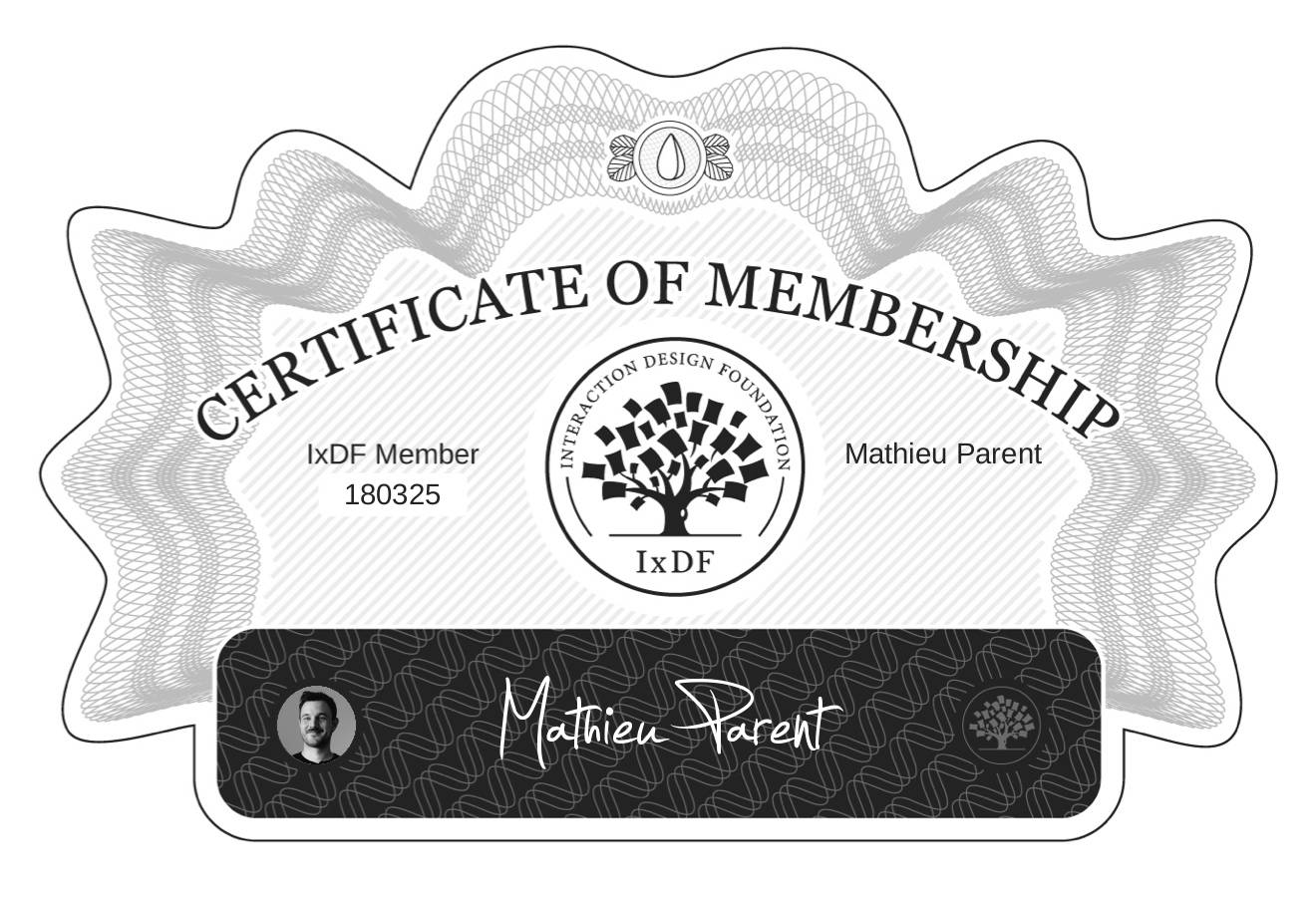 Certificate of Membership – Mathieu Parent