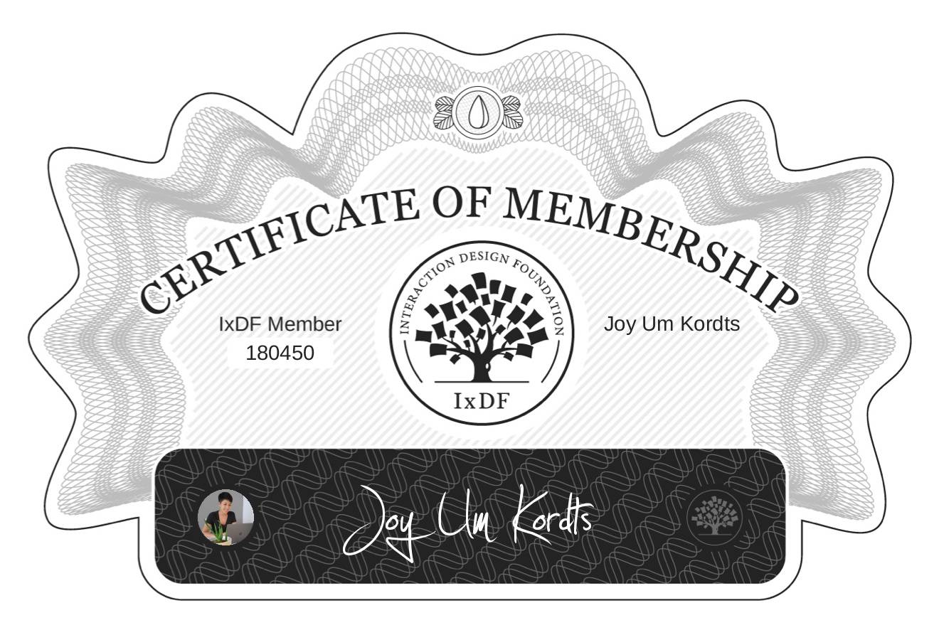 Certificate of Membership – Joy Um Kordts