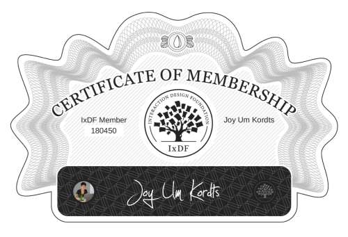 Certificate of Membership – Joy Um Kordts