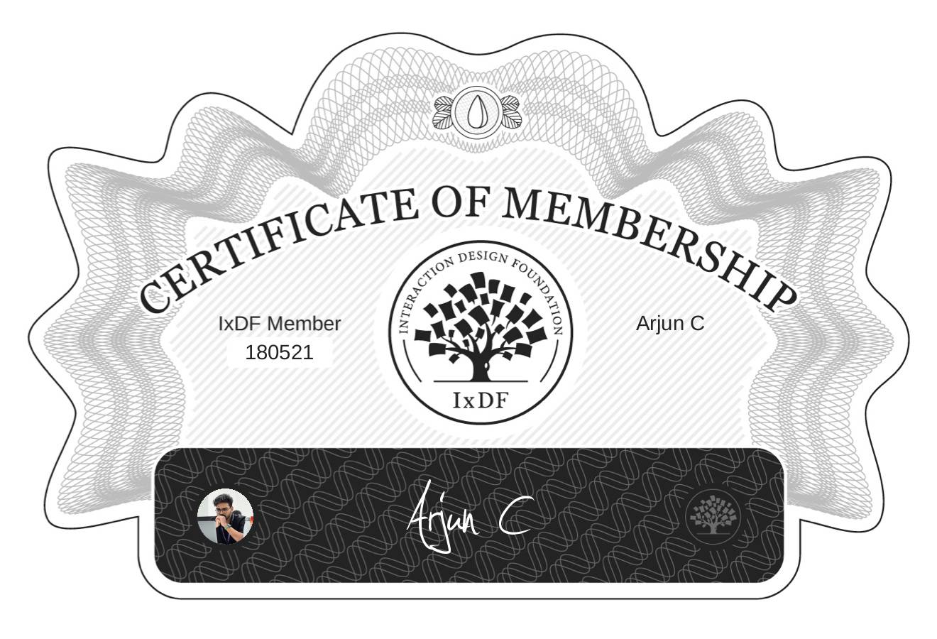 Certificate of Membership – Arjun C