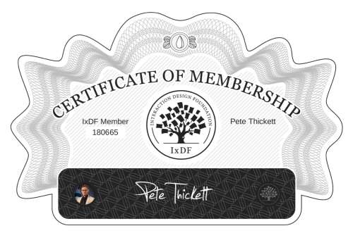 Certificate of Membership – Pete Thickett