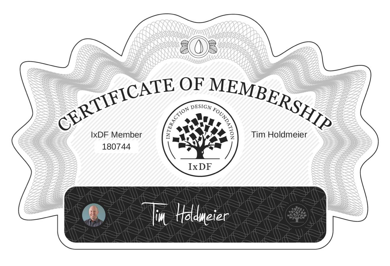 Certificate of Membership – Tim Holdmeier