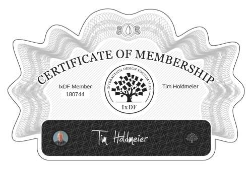 Certificate of Membership – Tim Holdmeier