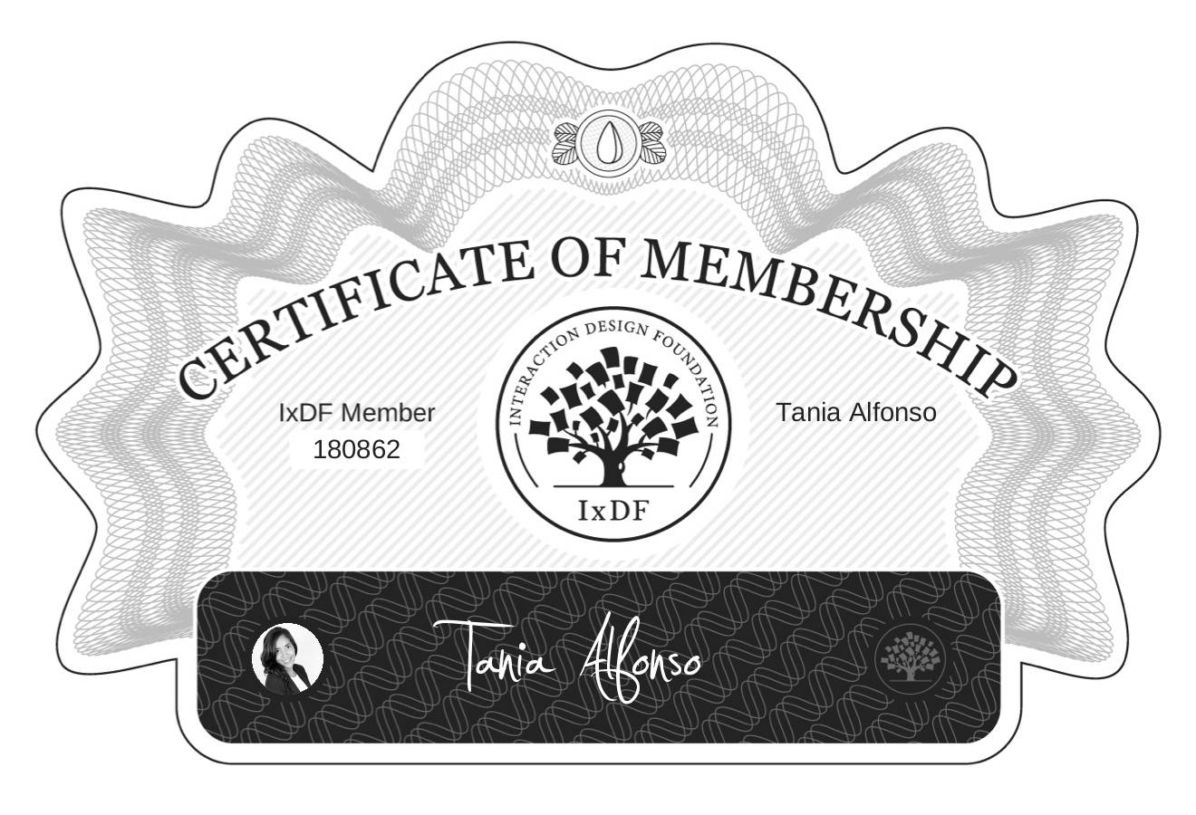 Certificate of Membership – Tania Alfonso