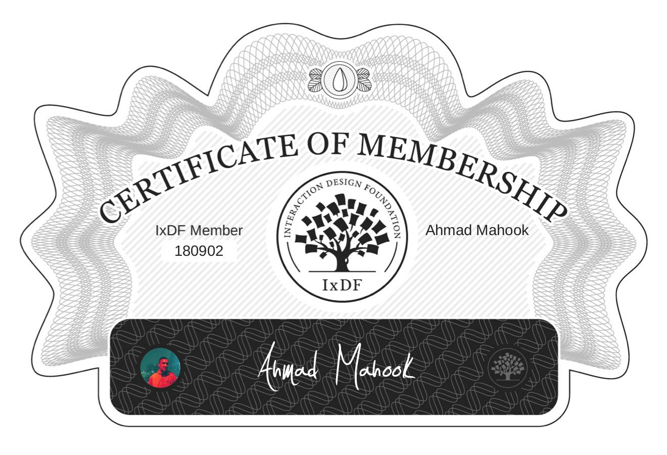 Certificate of Membership – Ahmad Mahook