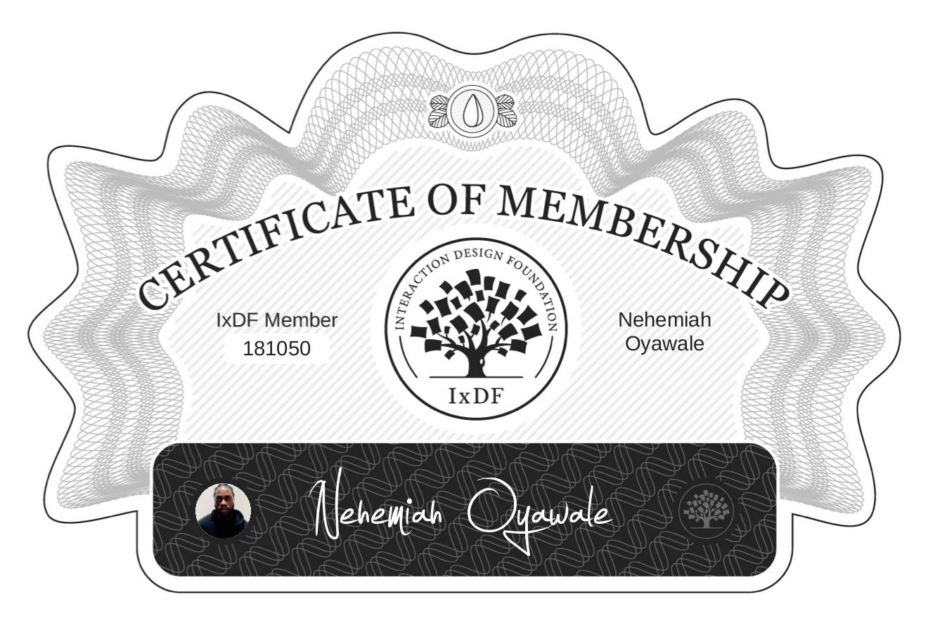 Certificate of Membership – Nehemiah Oyawale