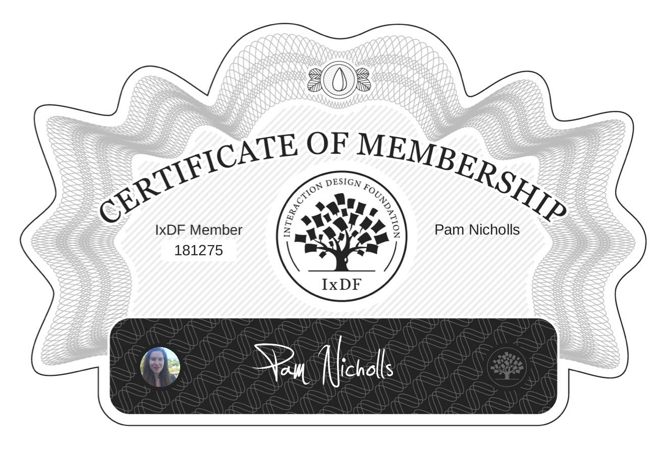 Certificate of Membership – Pam Nicholls