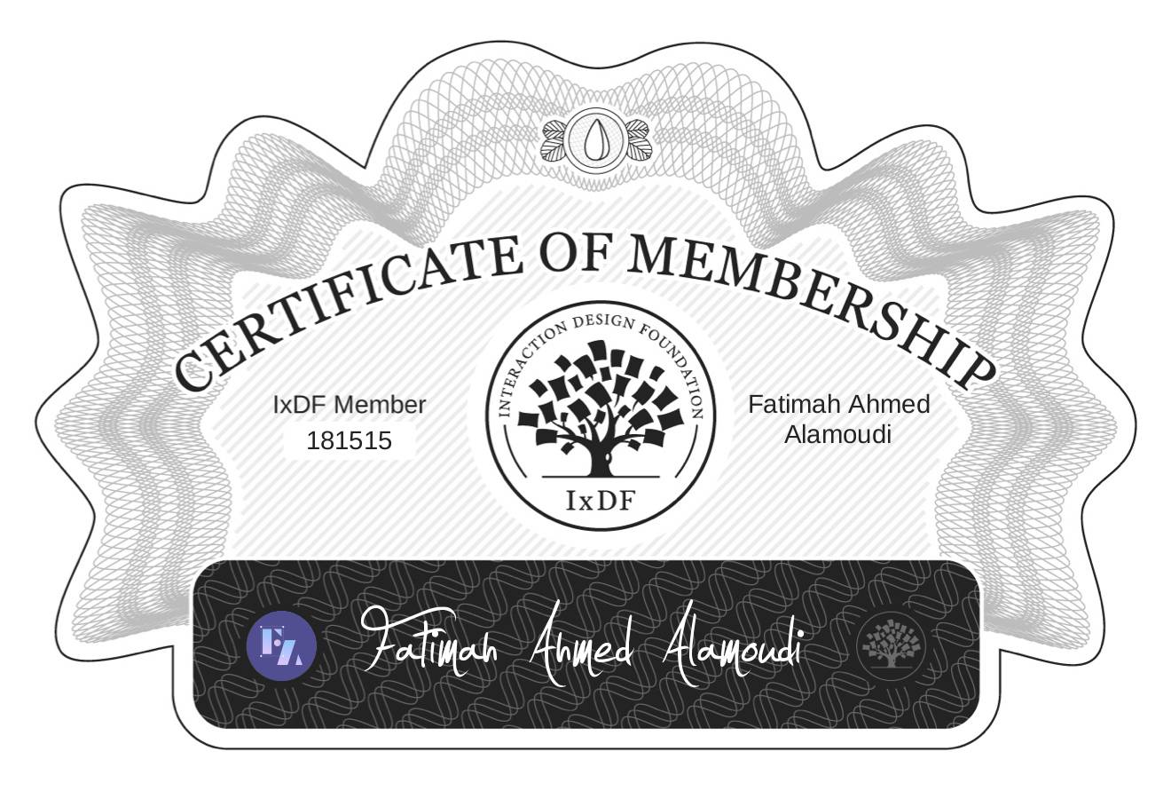 Certificate of Membership – Fatimah Ahmed Alamoudi