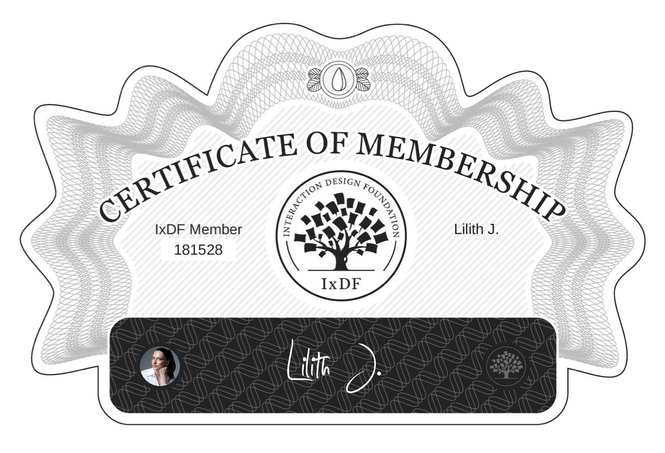Certificate of Membership – Lilith J.