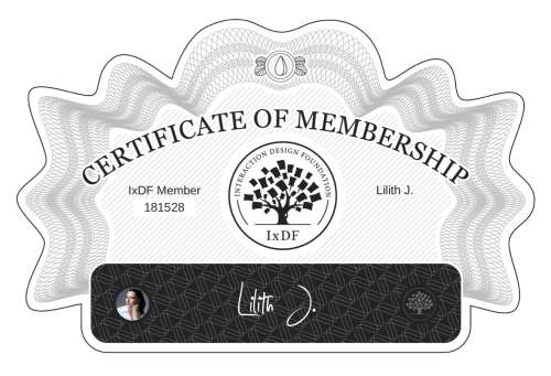 Certificate of Membership – Lilith J.