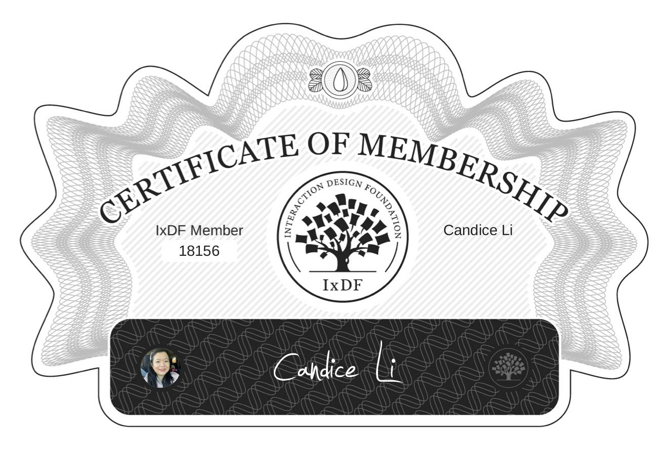 Certificate of Membership – Candice Li