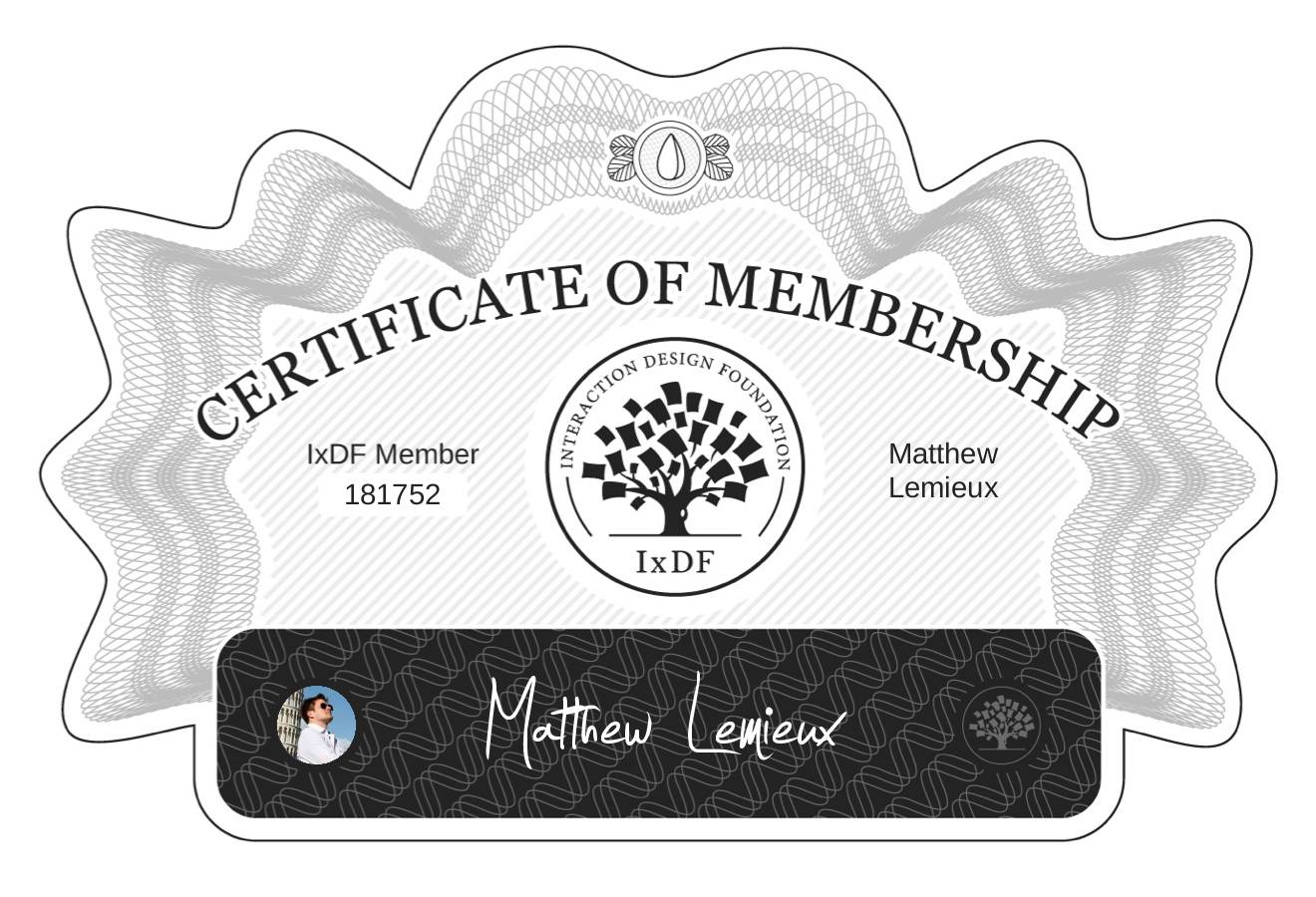 Certificate of Membership – Matthew Lemieux