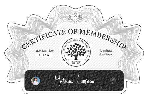 Certificate of Membership – Matthew Lemieux