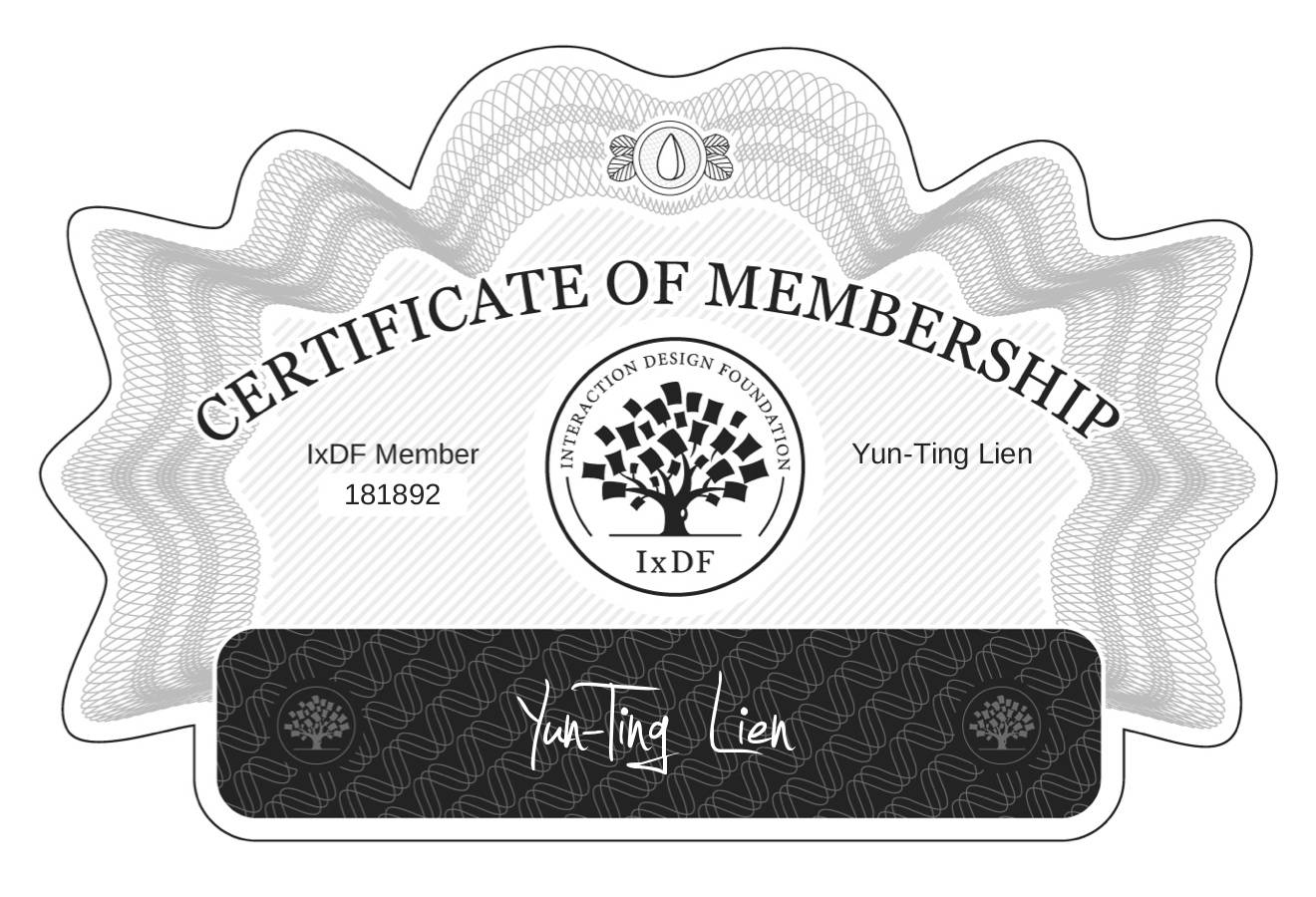 Certificate of Membership – Yun-Ting Lien