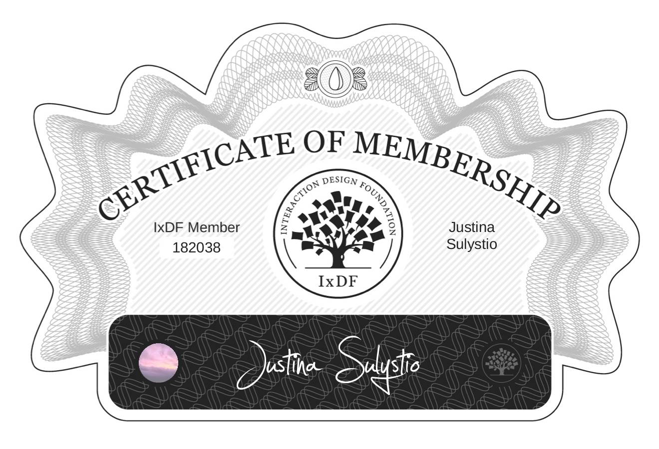 Certificate of Membership – Justina Sulystio