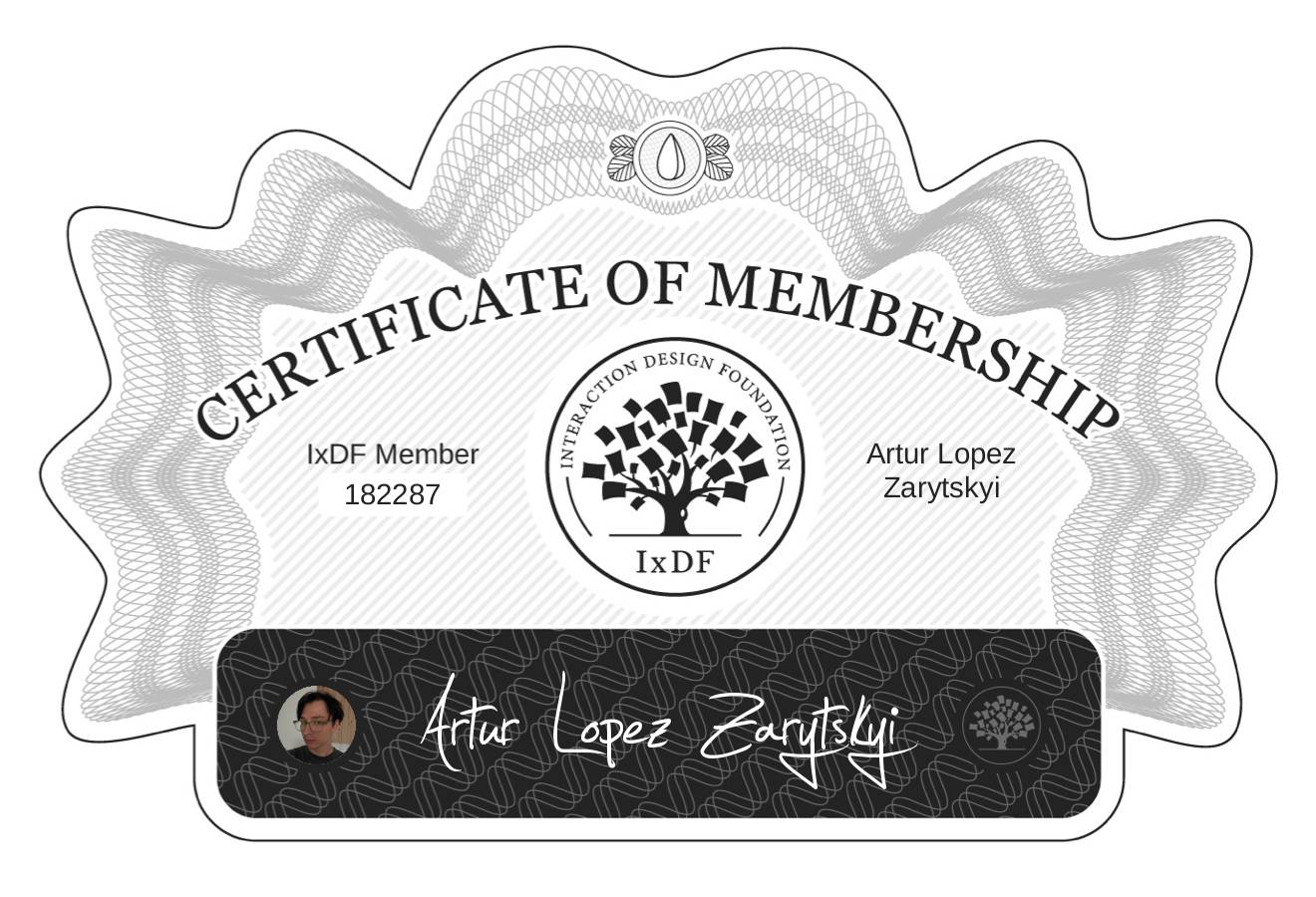 Certificate of Membership – Artur Lopez Zarytskyi