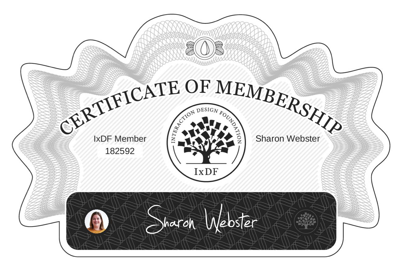 Certificate of Membership – Sharon Webster