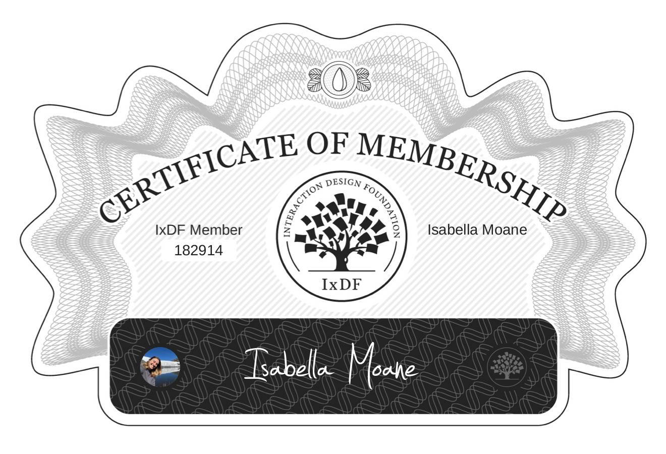 Certificate of Membership – Isabella Moane