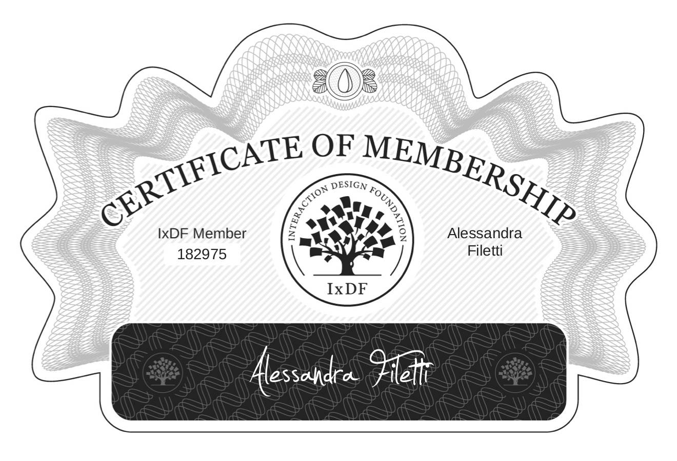 Certificate of Membership – Alessandra Filetti