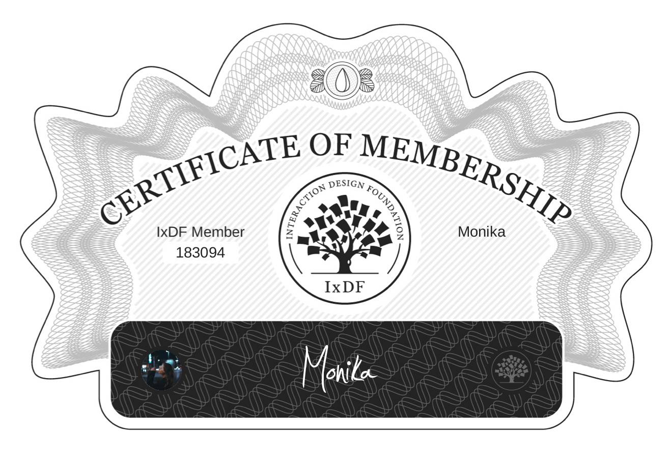 Certificate of Membership – Monika