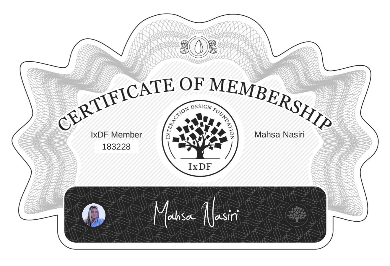 Certificate of Membership – Mahsa Nasiri