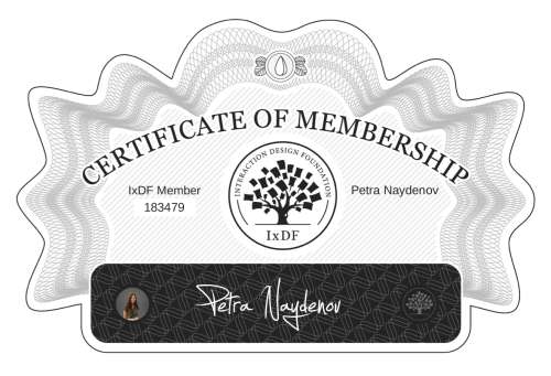 Certificate of Membership – Petra Naydenov