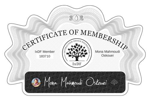 Certificate of Membership – Mona Mahmoudi Oskouei