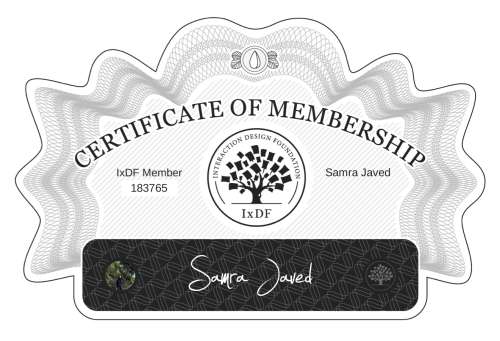 Certificate of Membership – Samra Javed
