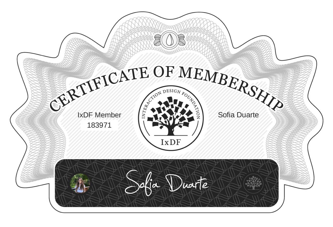 Certificate of Membership – Sofia Duarte