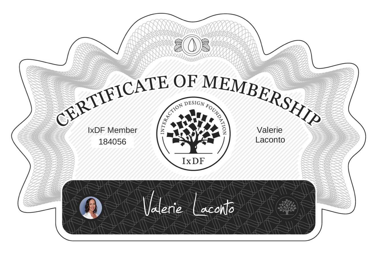 Certificate of Membership – Valerie Laconto