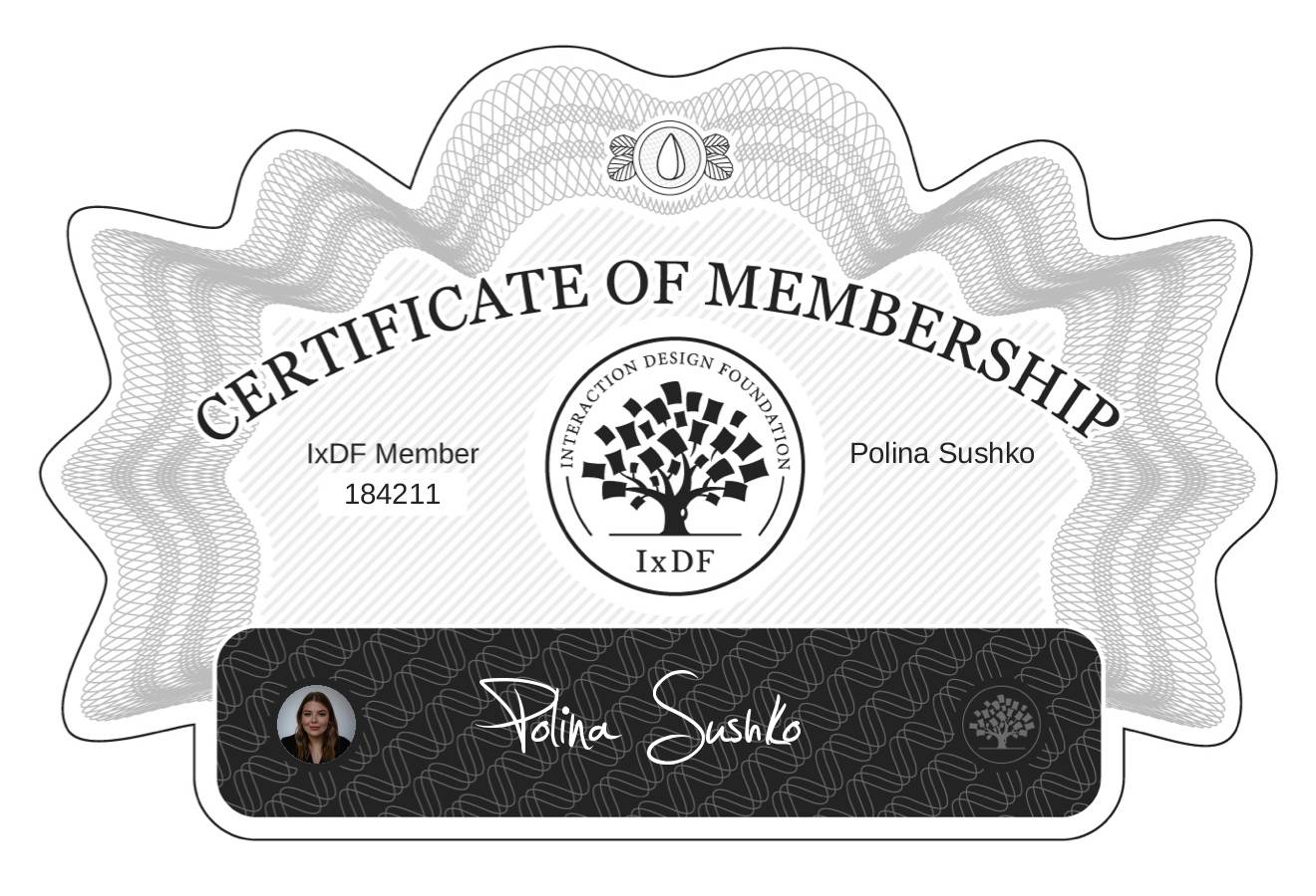 Certificate of Membership – Polina Sushko
