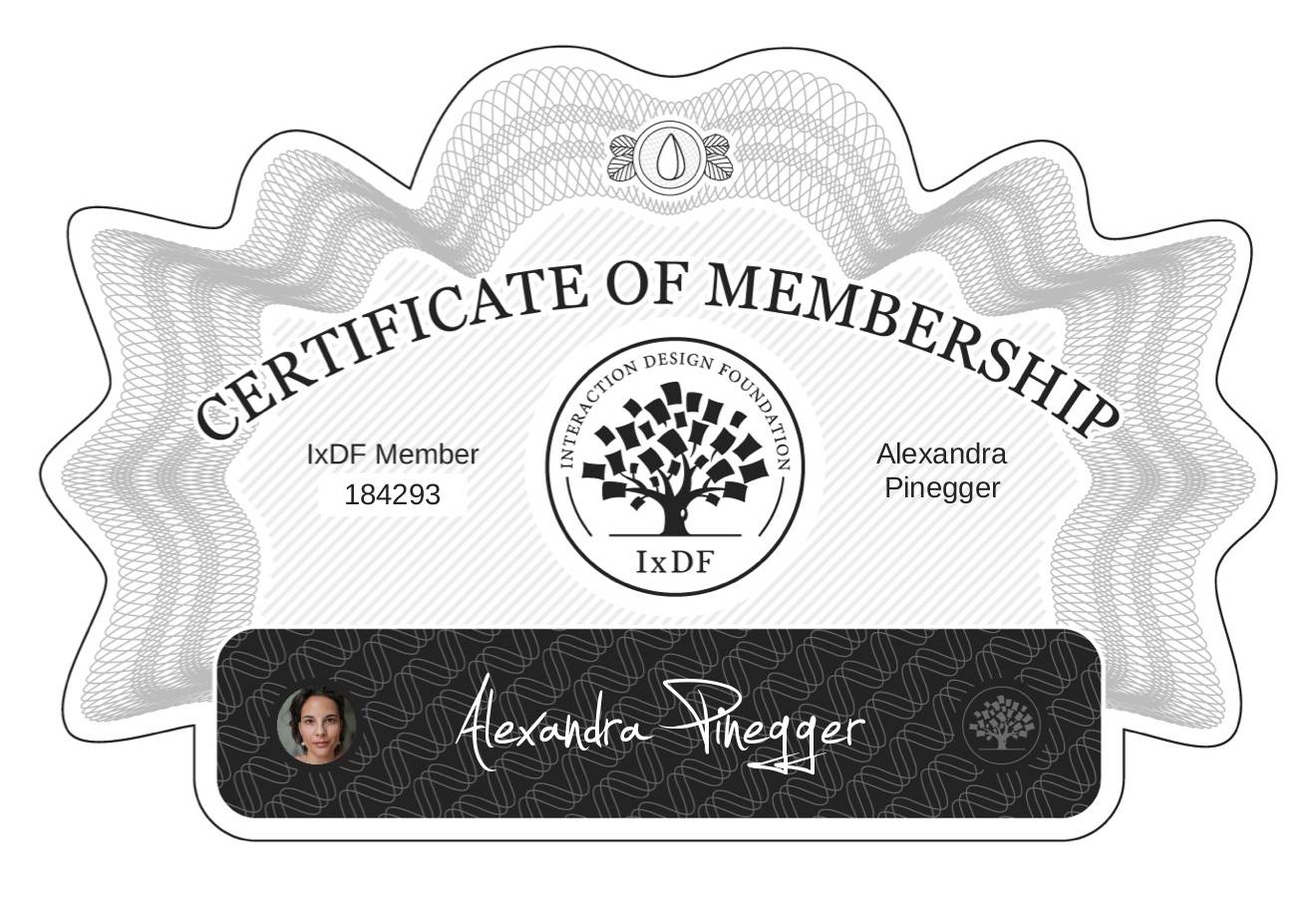 Certificate of Membership – Alexandra Pinegger