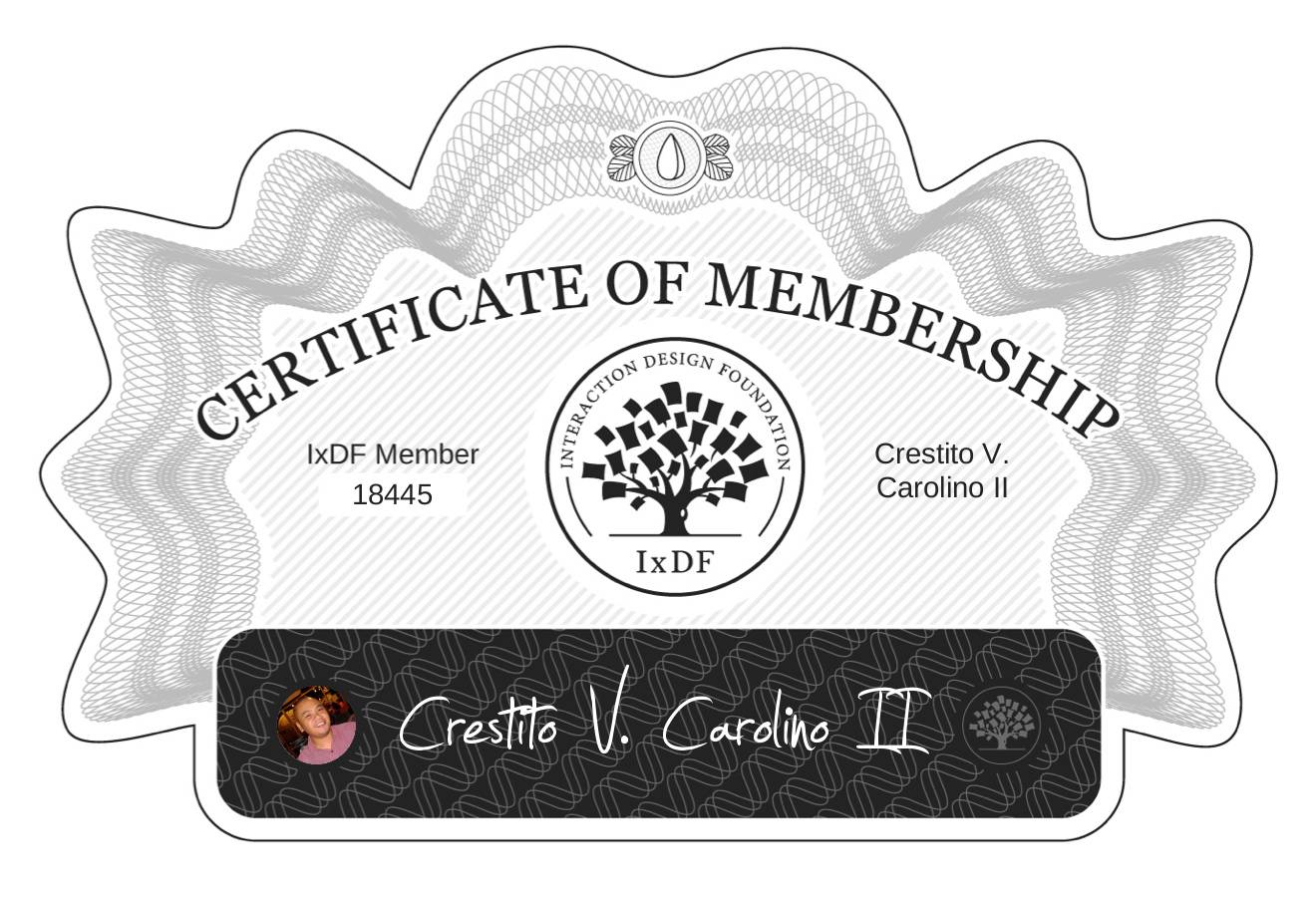 Certificate of Membership – Crestito V. Carolino II