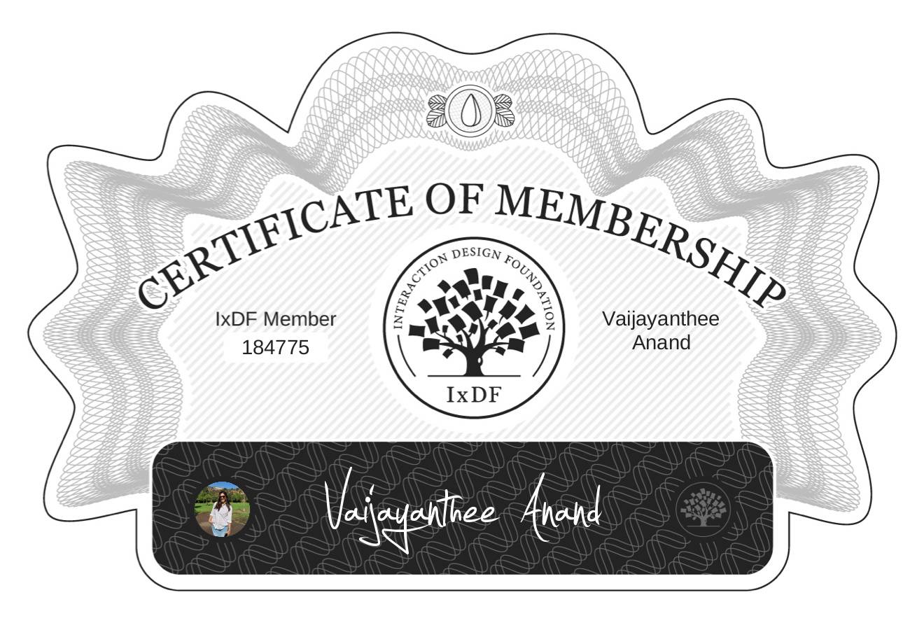 Certificate of Membership – Vaijayanthee Anand