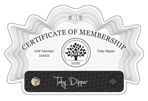 Certificate of Membership – Toby Dipper