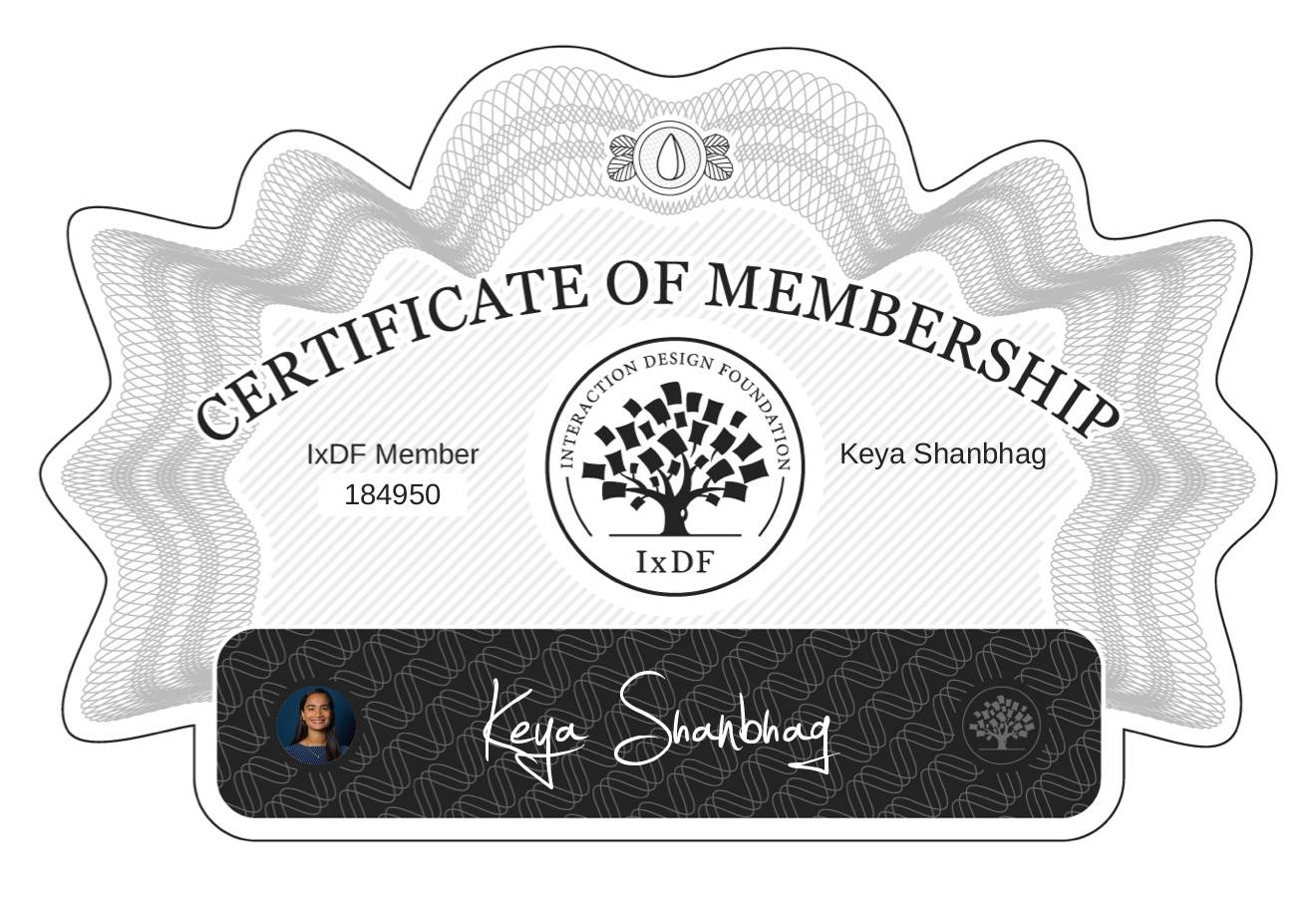 Certificate of Membership – Keya Shanbhag