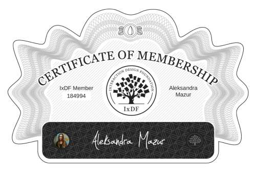 Certificate of Membership – Aleksandra Mazur