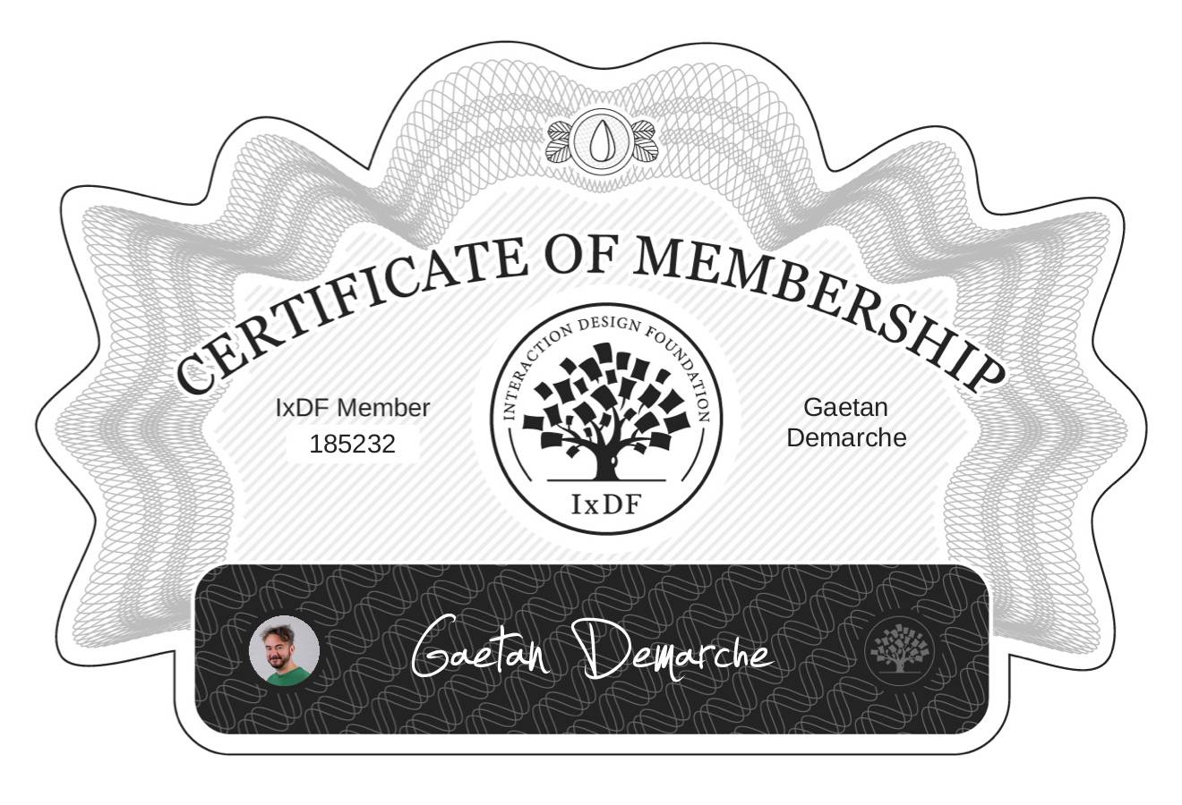 Certificate of Membership – Gaetan Demarche