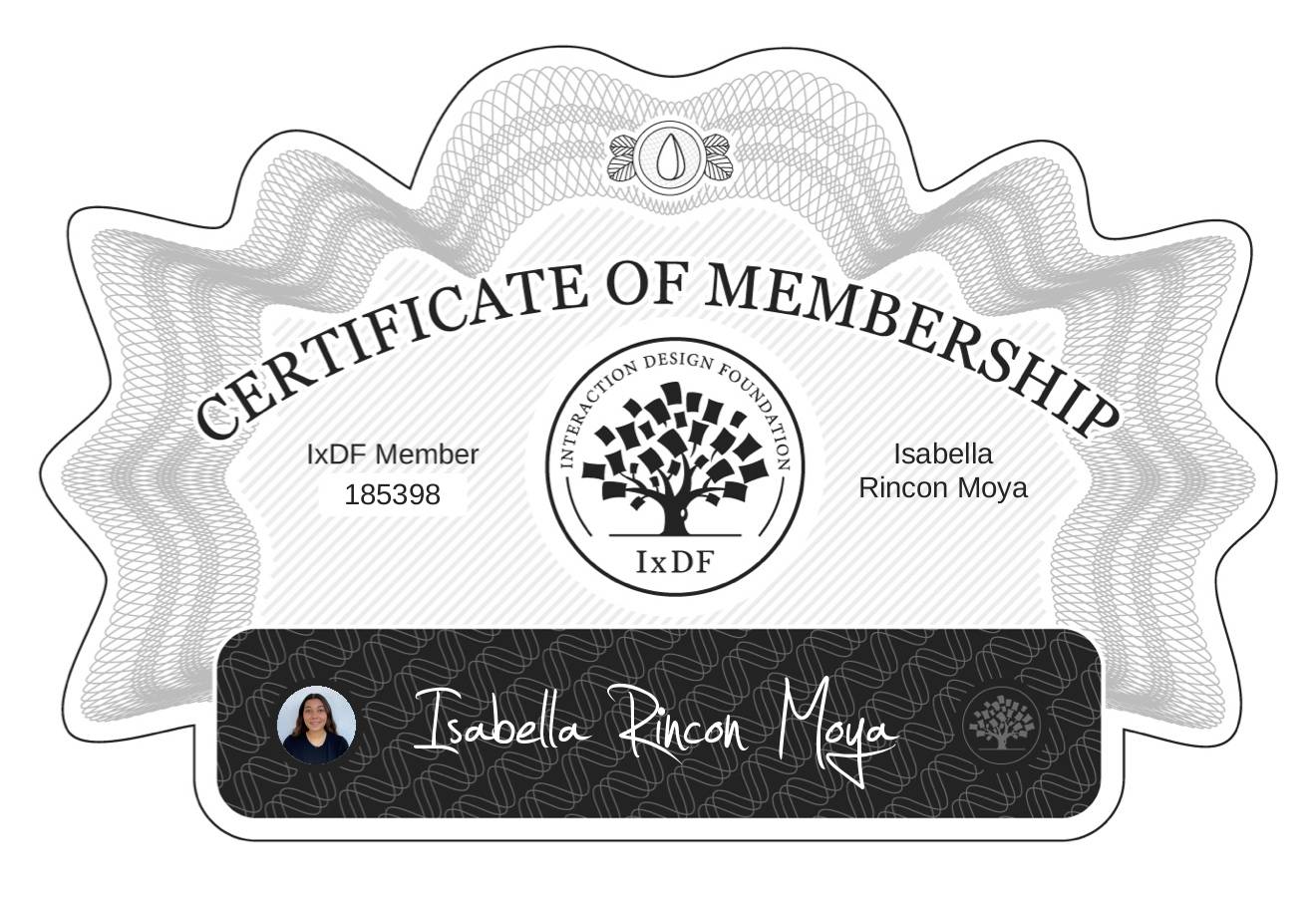 Certificate of Membership – Isabella Rincón Moya