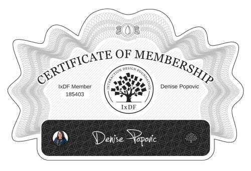 Certificate of Membership – Denise Popovic