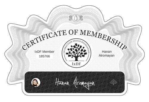 Certificate of Membership – Hanan Alromayan