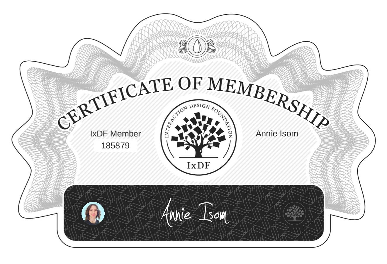 Certificate of Membership – Annie Isom